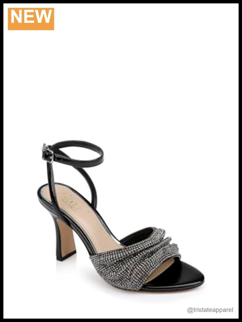 Crystal Ankle Strap Stiletto Heel Sandal with Padded Insole